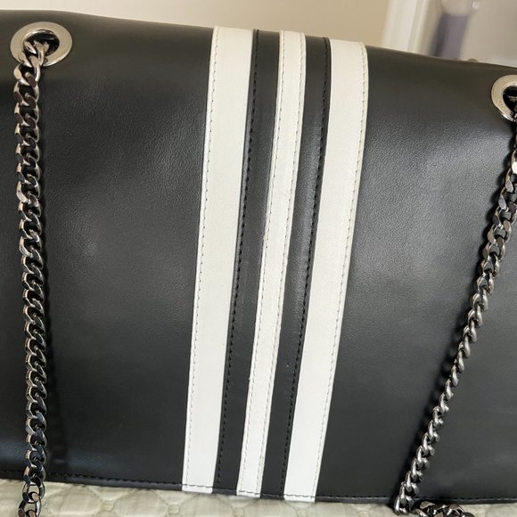 ANNE FONTAINE BLACK / WHITE ONIGHT CRYSTAL EMBELLISHED CALFKSIN LEATHER AND SUED - Picture 5 of 12